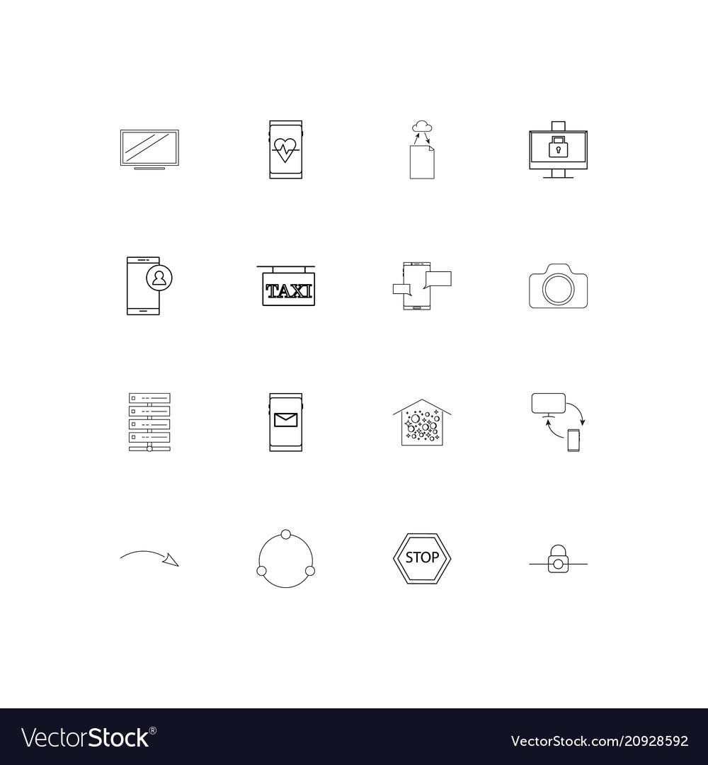 Network and database linear thin icons set