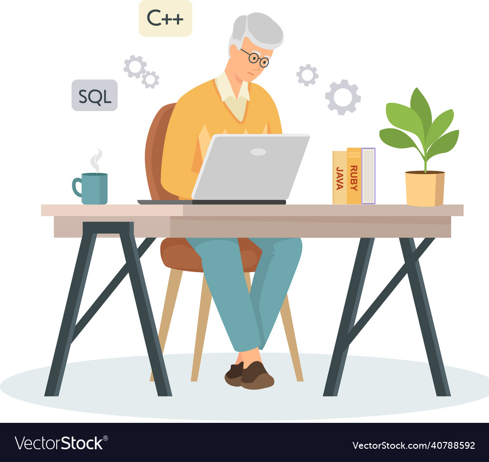 Programmer engineering and coding vector image Programmer engineering and coding