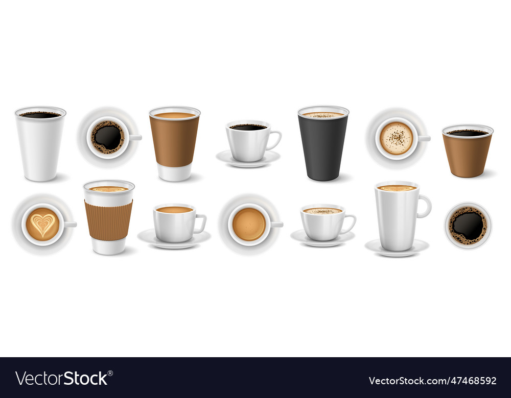 Realistic coffee to go cups coffee shop paper Vector Image