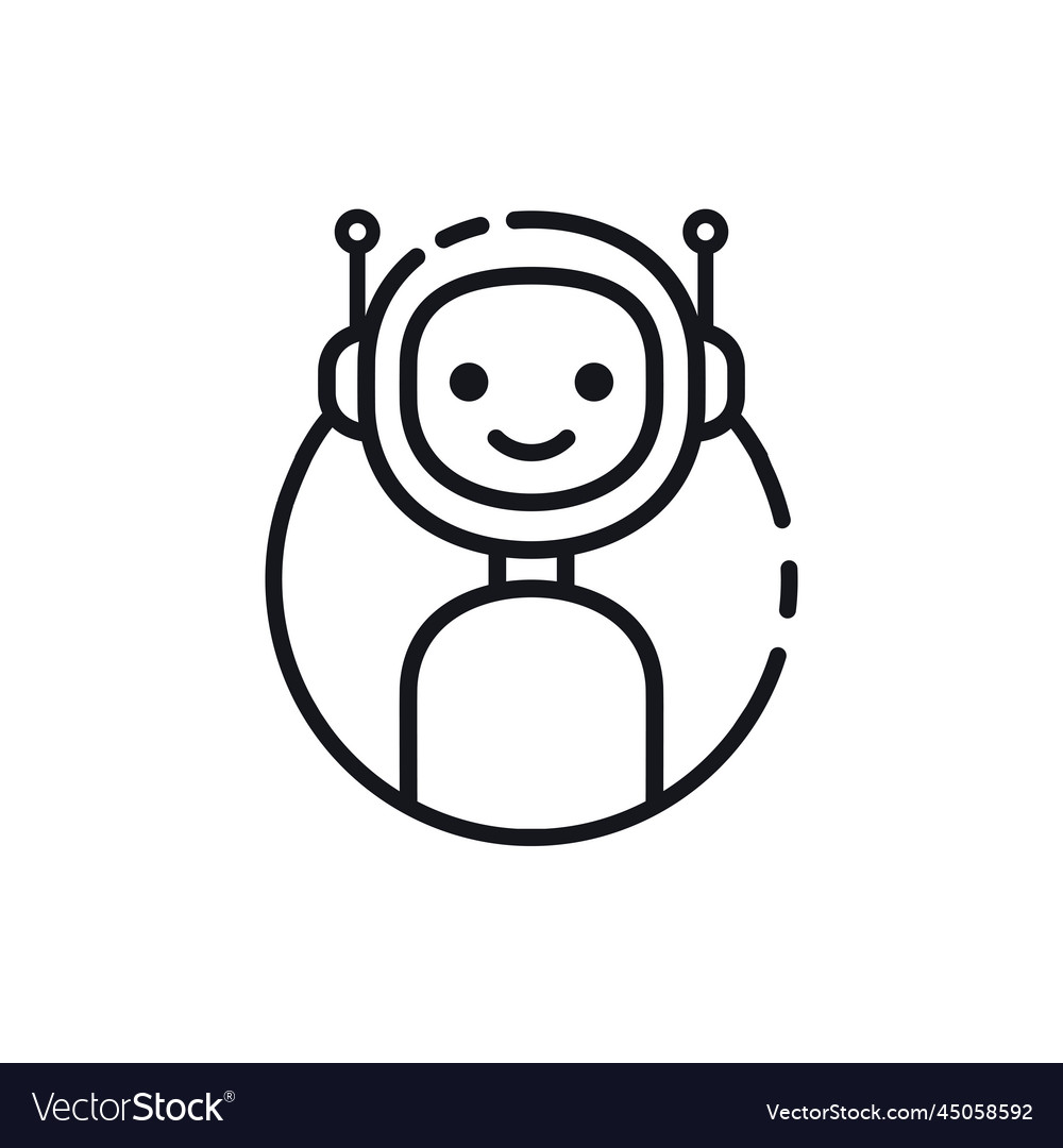 Robot in circle line icon Royalty Free Vector Image