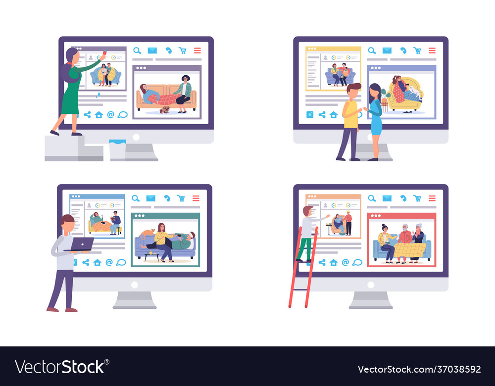 Set about computer screen vector image Set about computer screen
