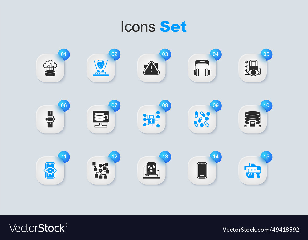 Set mobile phone cloud database hologram computer vector image Set mobile phone cloud database hologram computer
