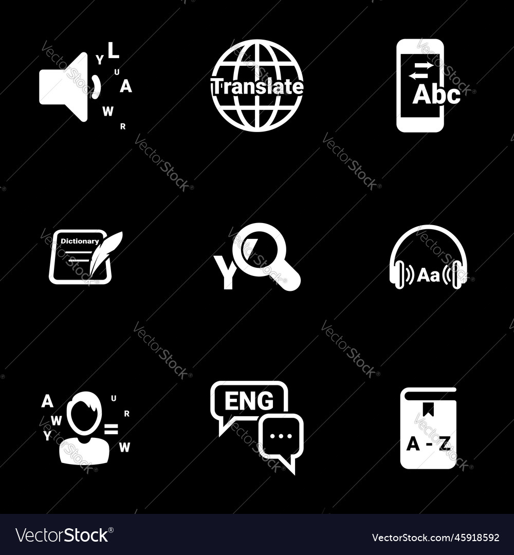 Set of simple icons on a theme dictionary vector image Set of simple icons on a theme dictionary