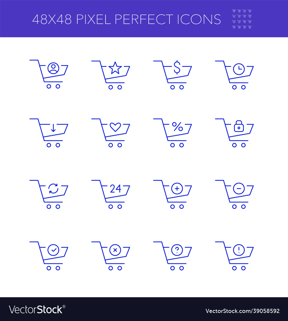 Shopping cart icons with actions delete add vector image Shopping cart icons with actions delete add