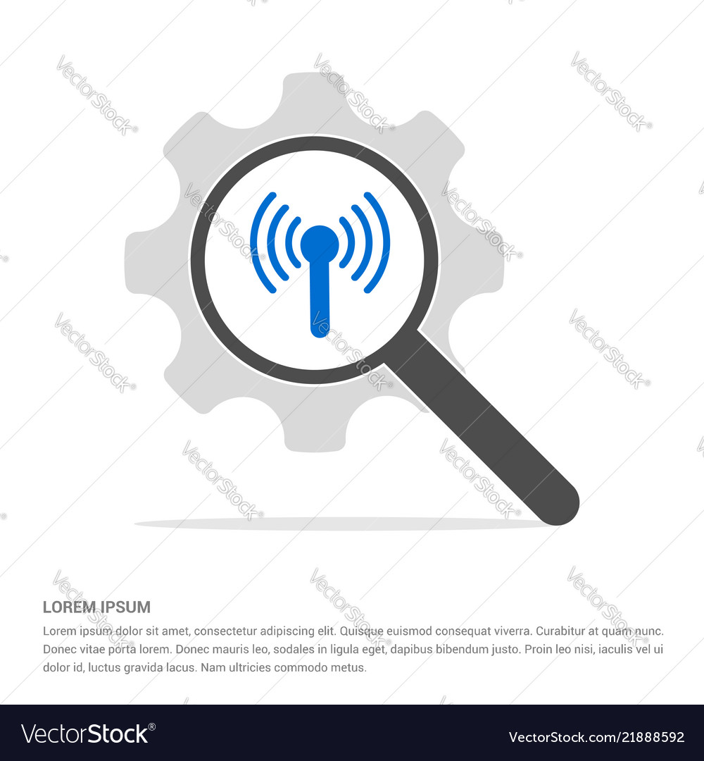 Wifi icon search glass with gear symbol