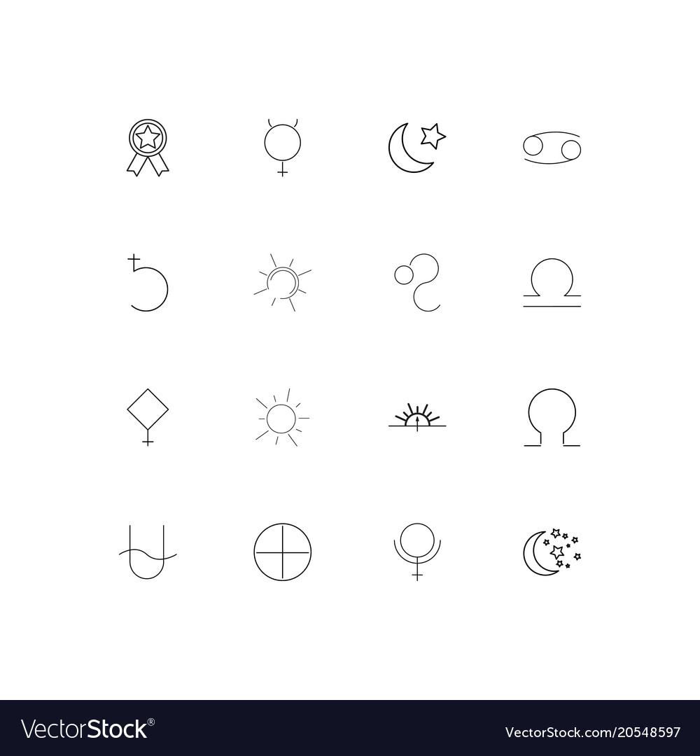 Astrology simple linear icons set outlined