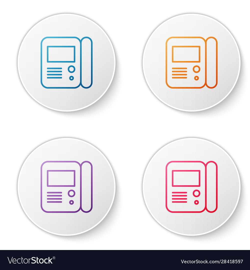 Color line house intercom system icon isolated vector image Color line house intercom system icon isolated
