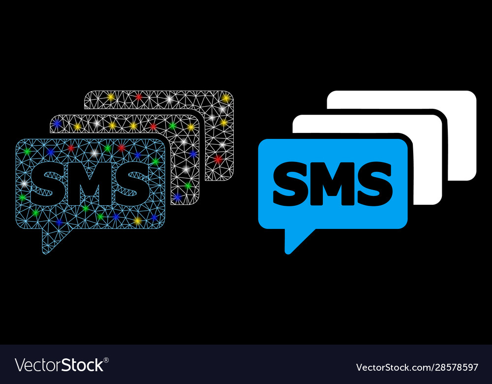 Flare mesh wire frame sms queue icon with vector image Flare mesh wire frame sms queue icon with