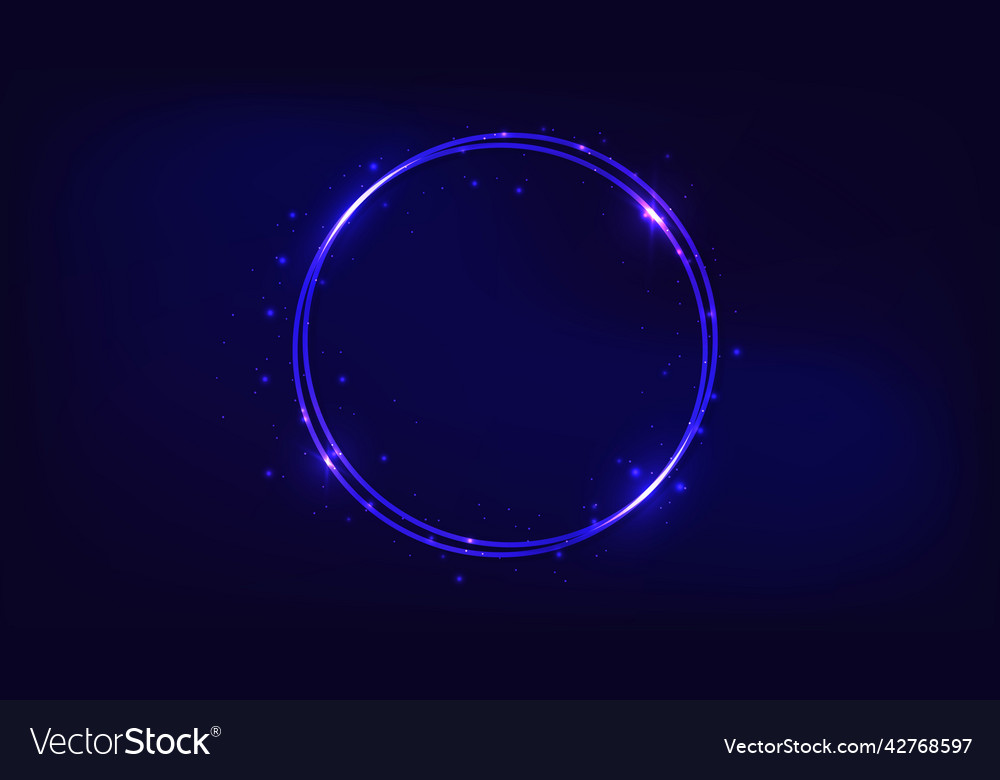 Neon Double Round Frame Royalty Free Vector Image