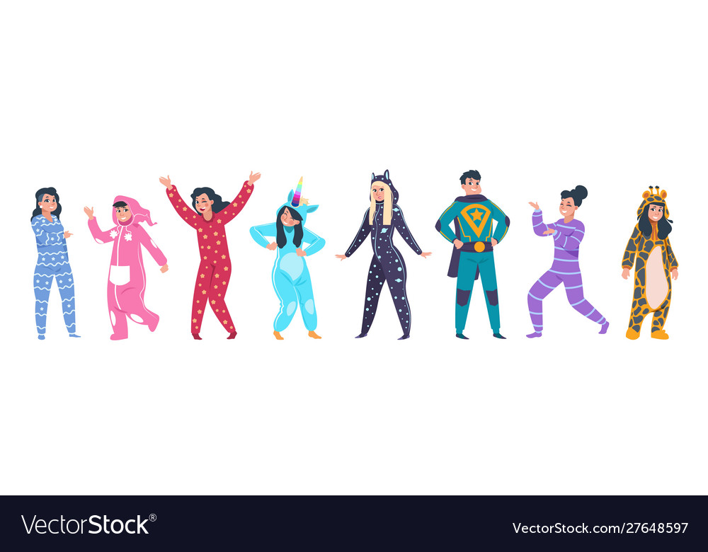 Pajamas characters happy cartoon persons Vector Image