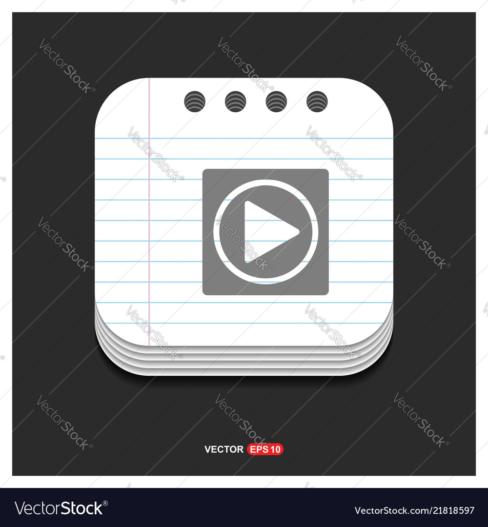 Play button icon gray on notepad style