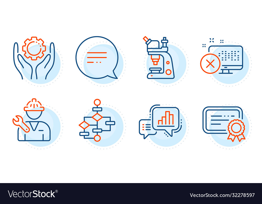 Reject access microscope and certificate icons vector image Reject access microscope and certificate icons