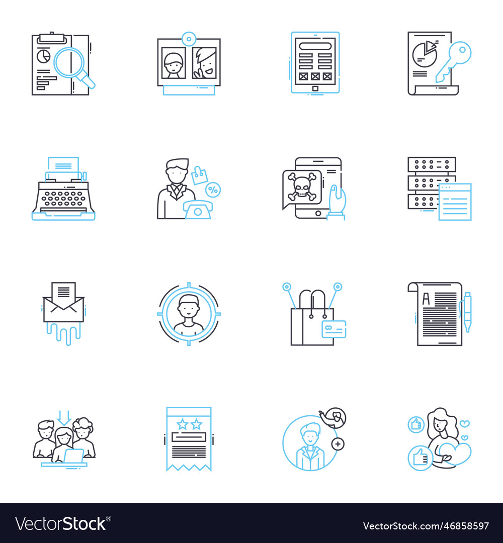 Resource strategy linear icons set alignment vector image Resource strategy linear icons set alignment