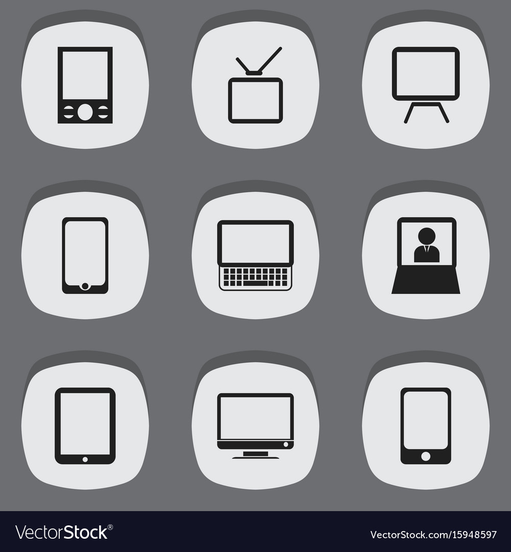 Set of 9 editable devices icons includes symbols