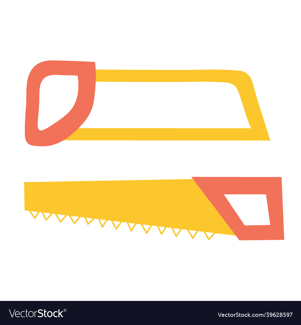 Set of hacksaws and saws on an isolated background