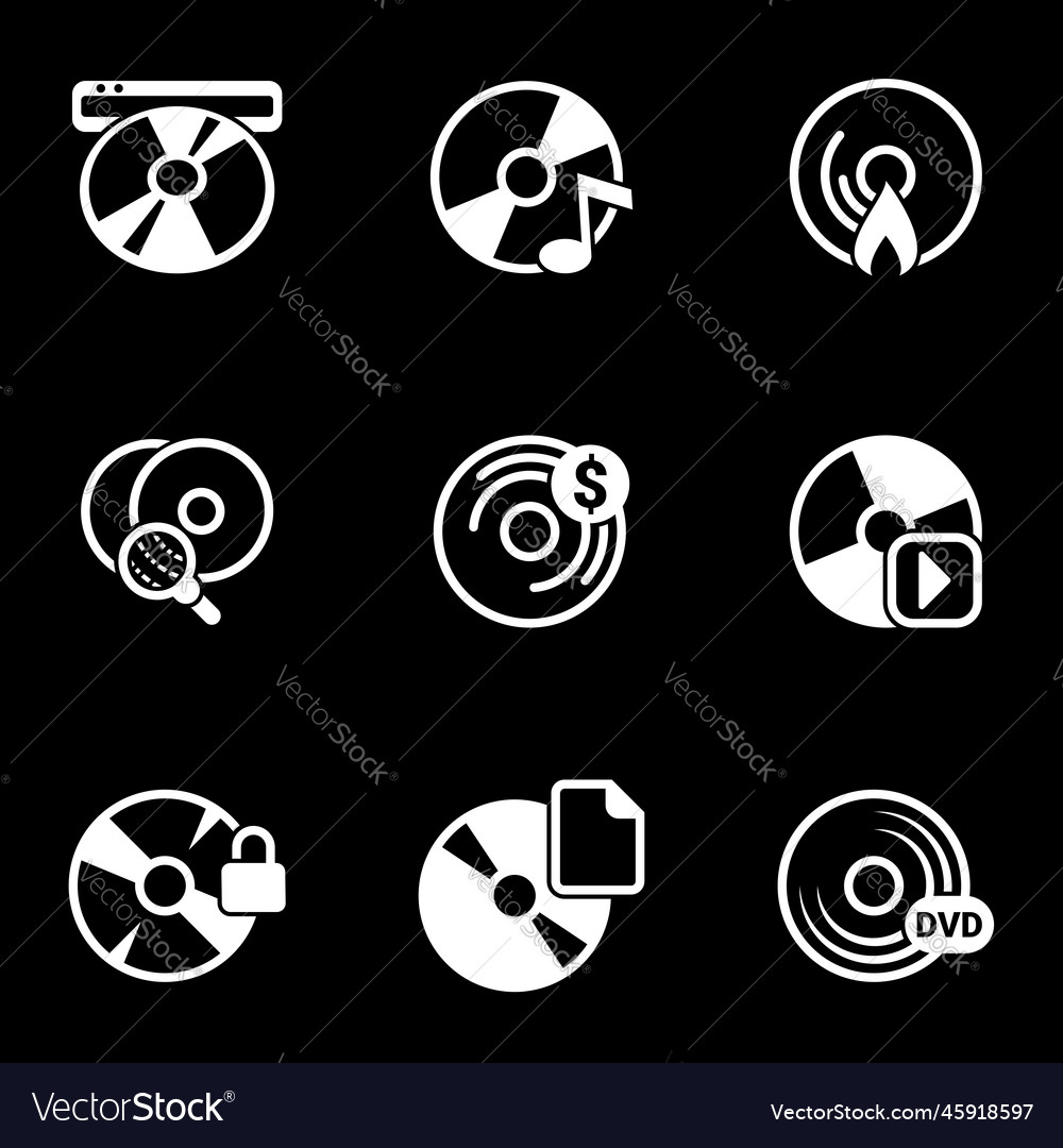 Set of simple icons on a theme disk record dvd cd Vector Image Set of simple icons on a theme disk record dvd cd
