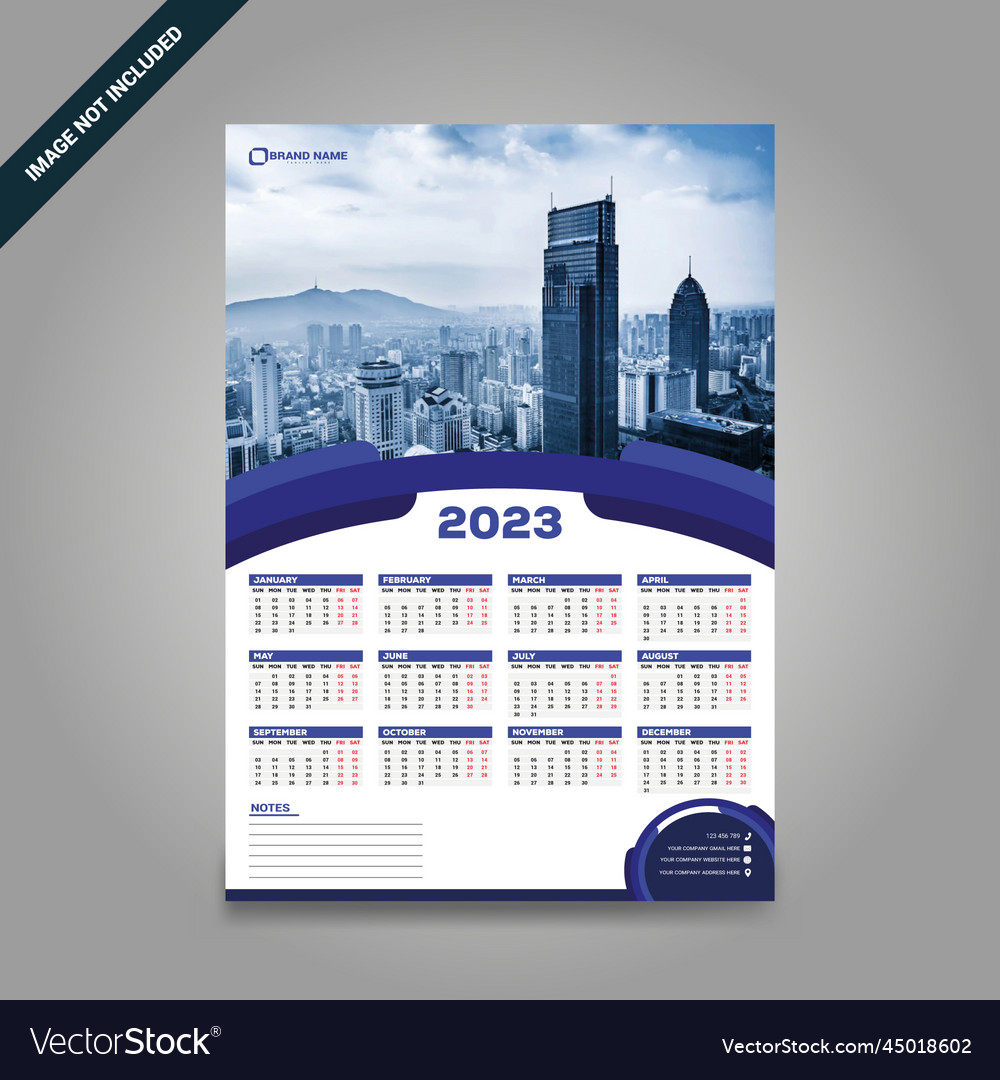 2023 calendar design template12 months on 1 page