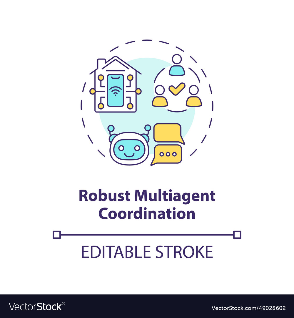 2d thin line icon robust multiagent coordination vector image 2d thin line icon robust multiagent coordination