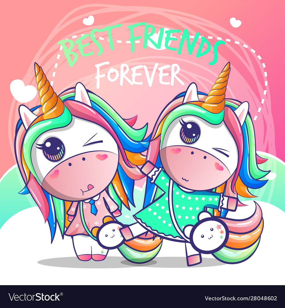 A happy friendship unicorn Royalty Free Vector Image