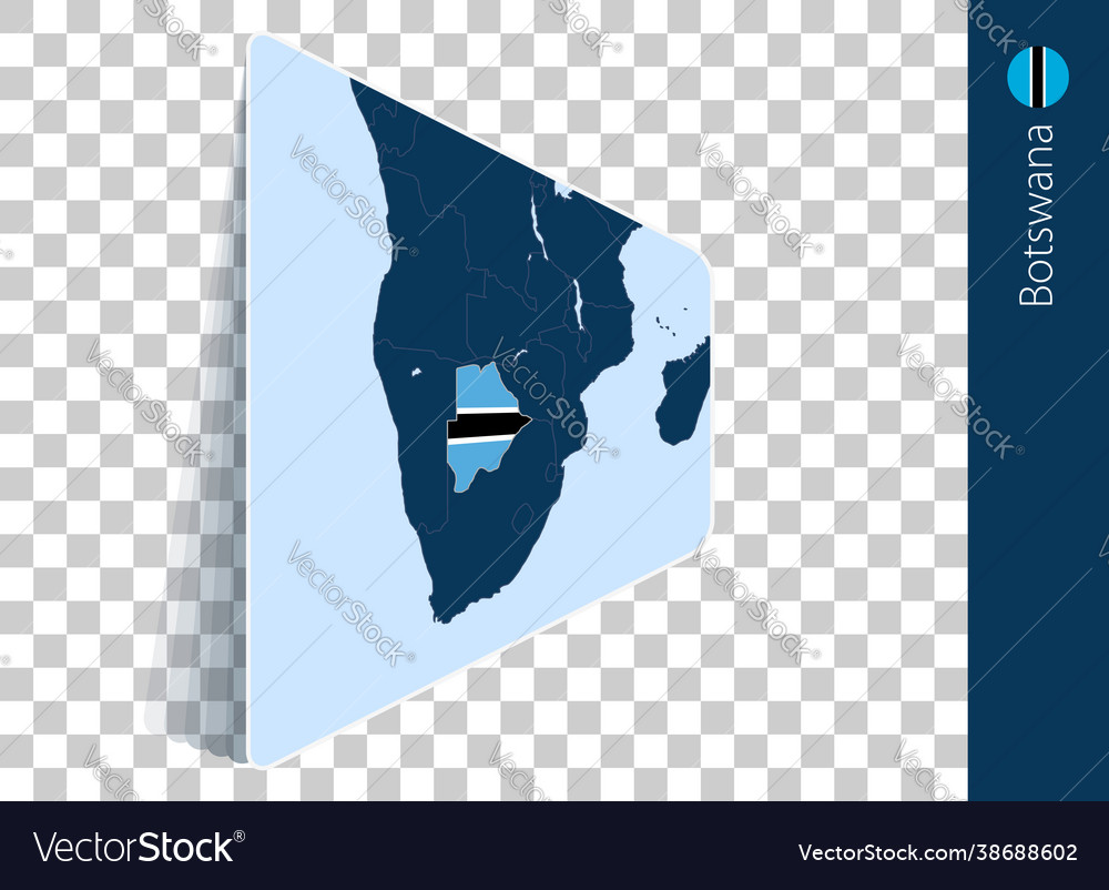 Botswana map and flag on transparent background