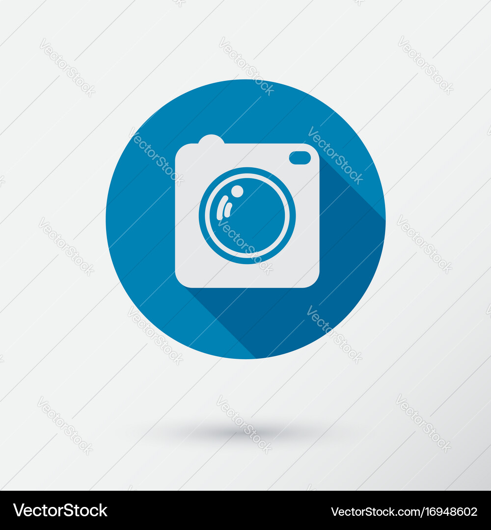 Camera icon with long shadow flat style Royalty Free Vector