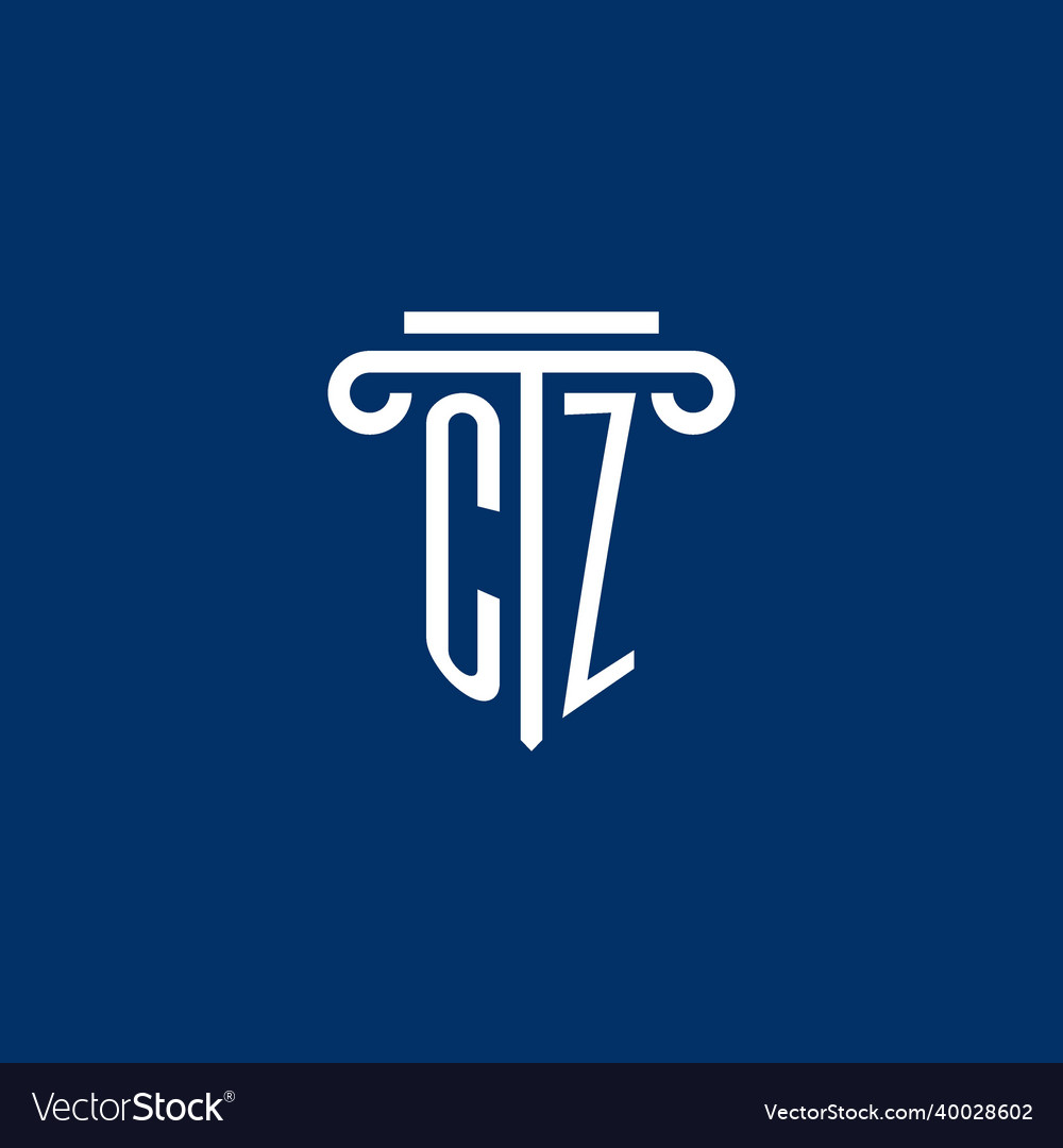 Cz initial logo monogram with simple pillar icon