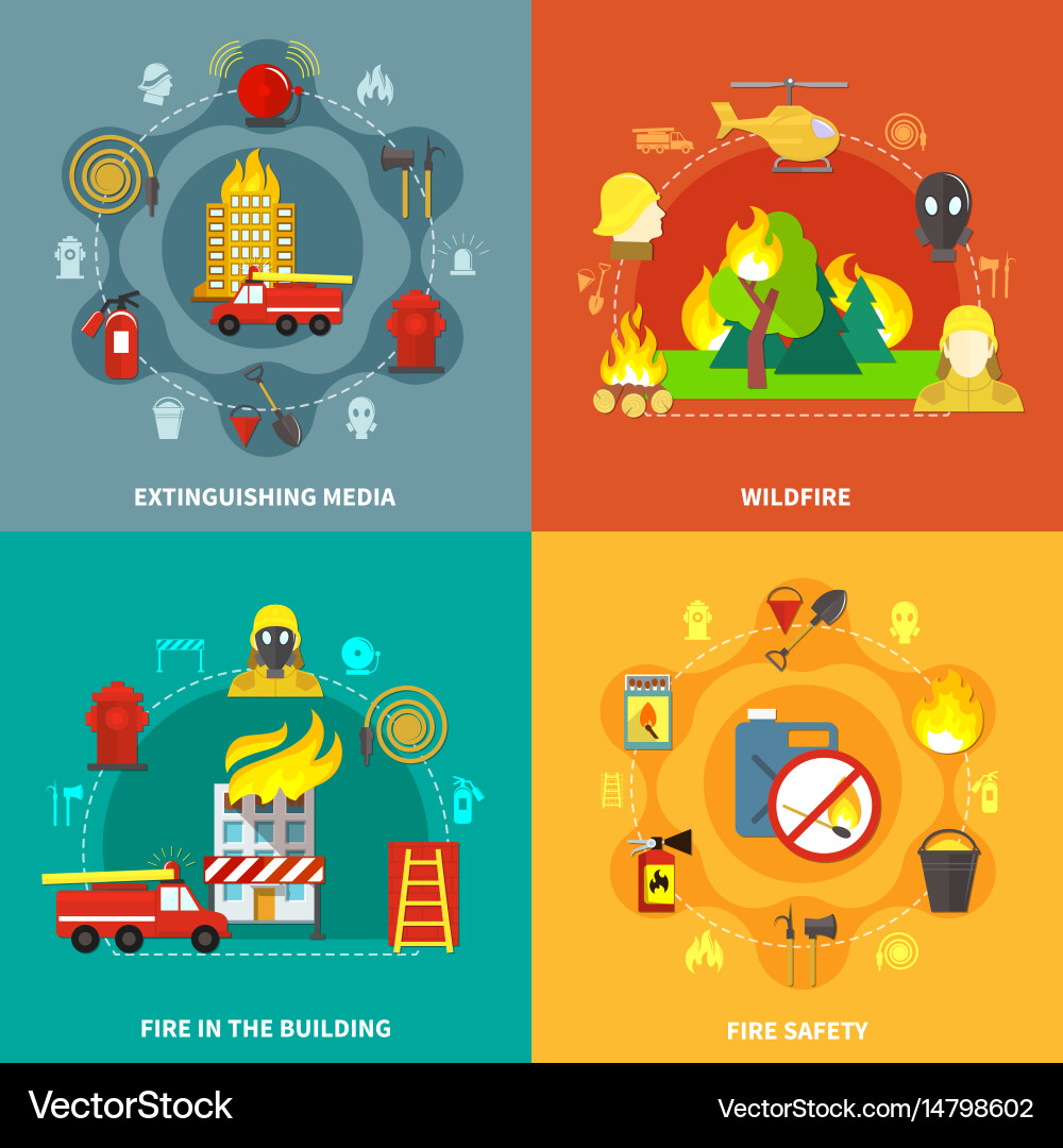 Firefighting 2x2 concept Royalty Free Vector Image