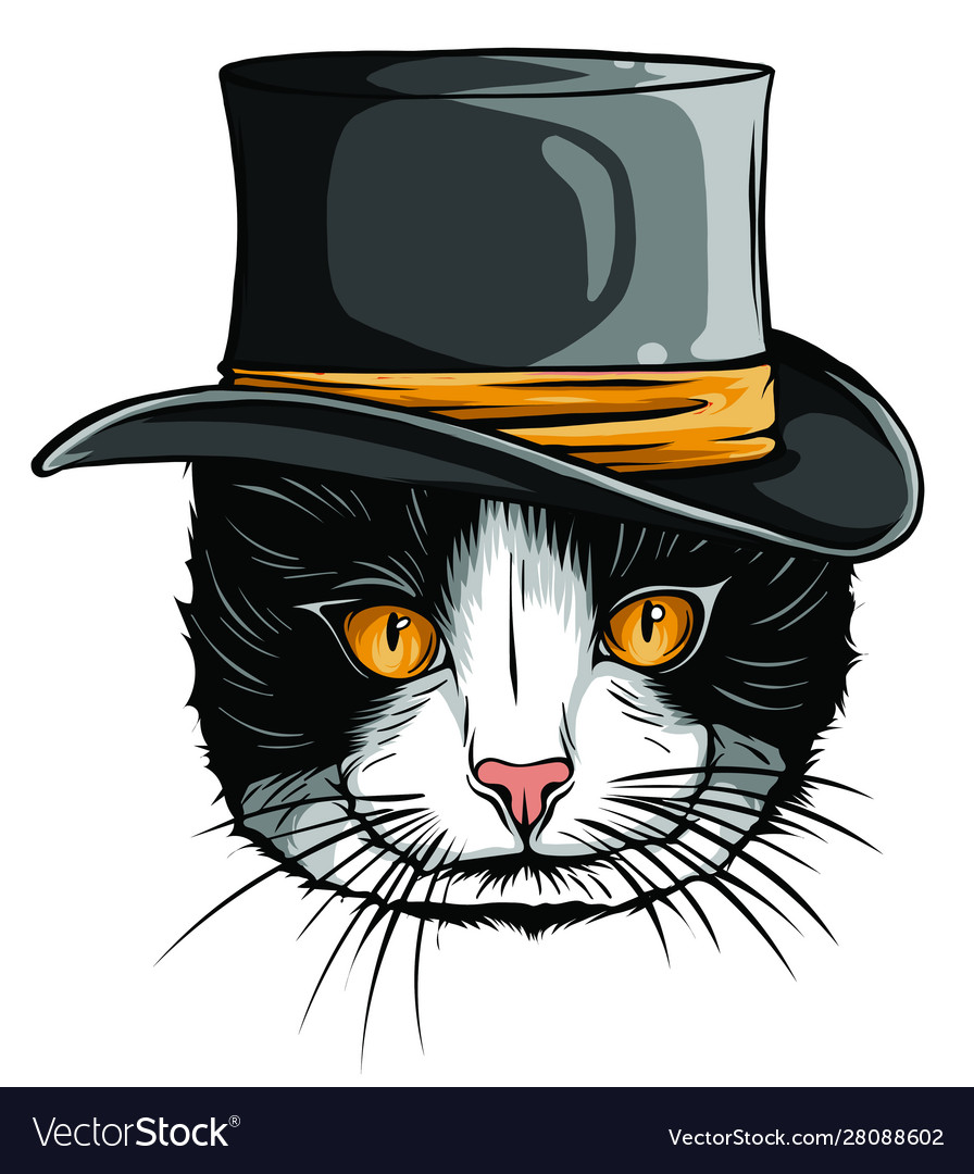 Funny british cat hipster in gray hat Royalty Free Vector