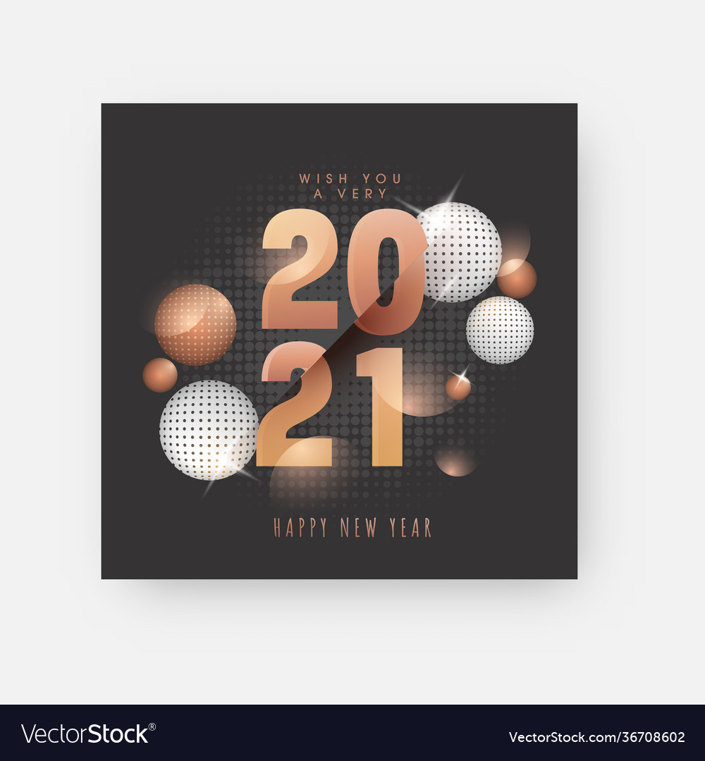 Gradient 2021 number with 3d spheres and lights