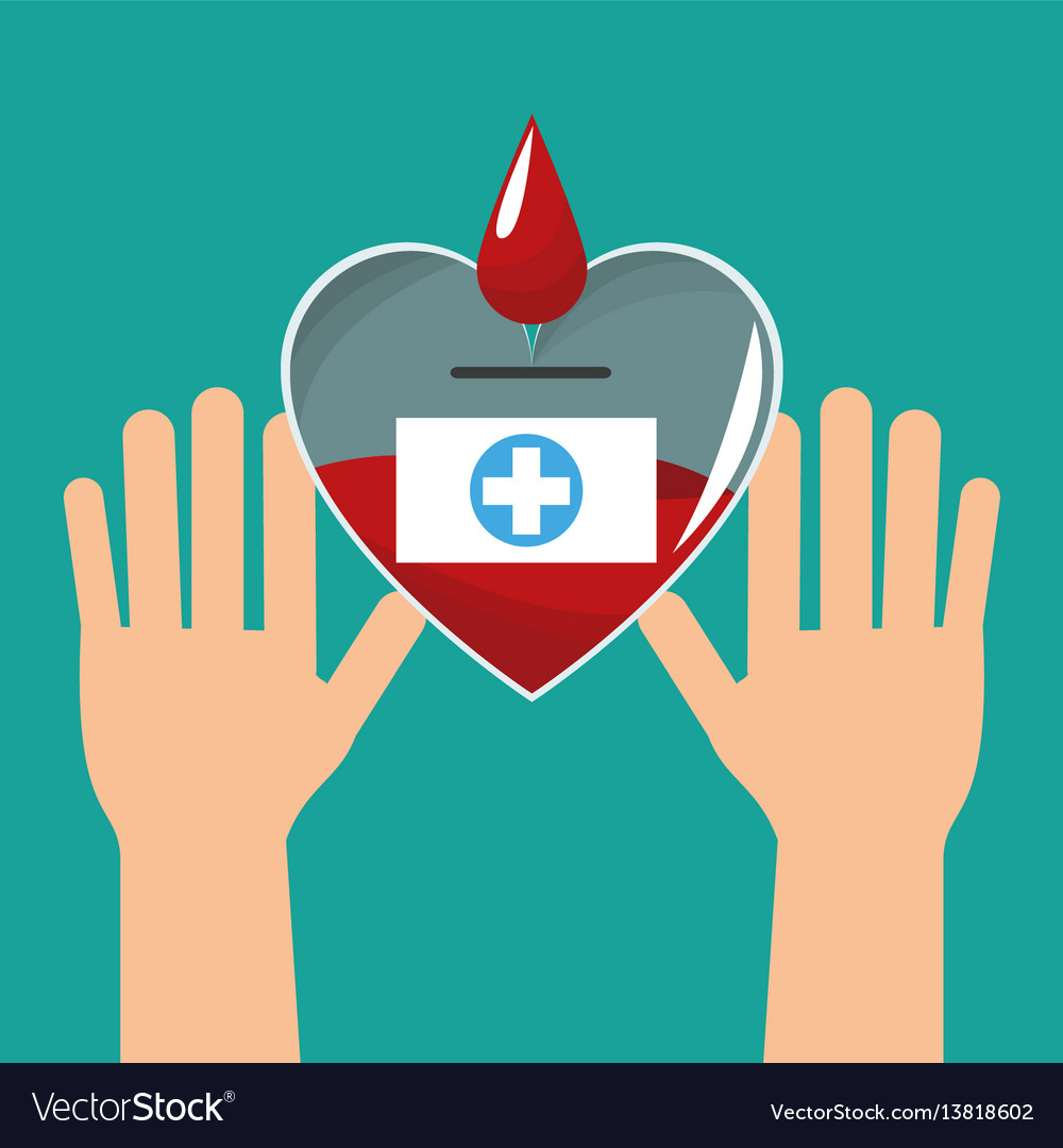 Hands with heart blood healthy Royalty Free Vector Image