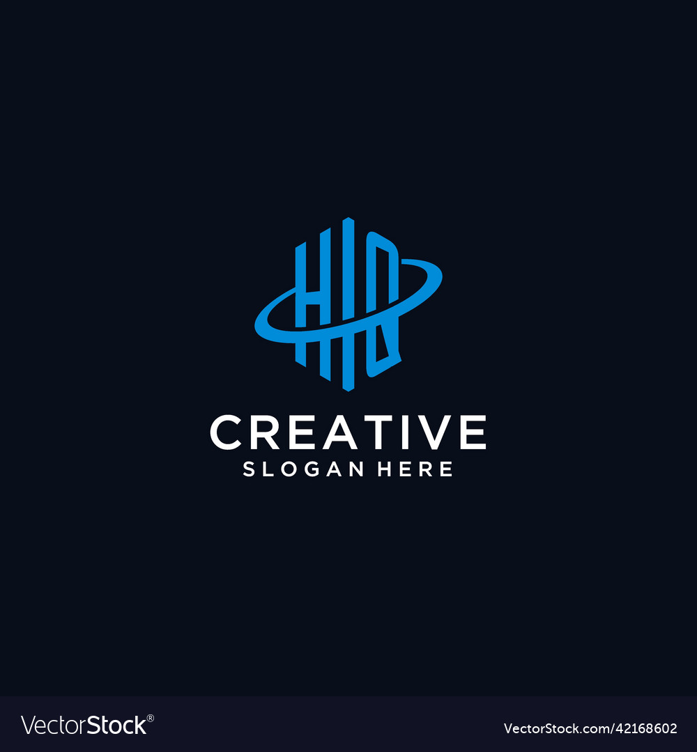 Hq initial monogram logo with hexagonal shape Vector Image Hq initial monogram logo with hexagonal shape