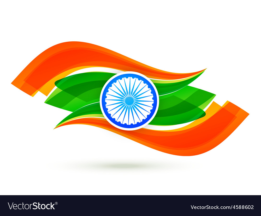 Indian flag design with wave style in tricolor Vector Image