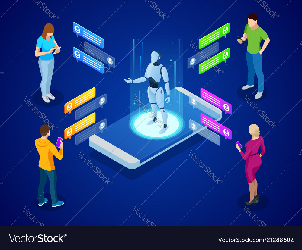 Isometric artificial intelligence ai and business Vector Image