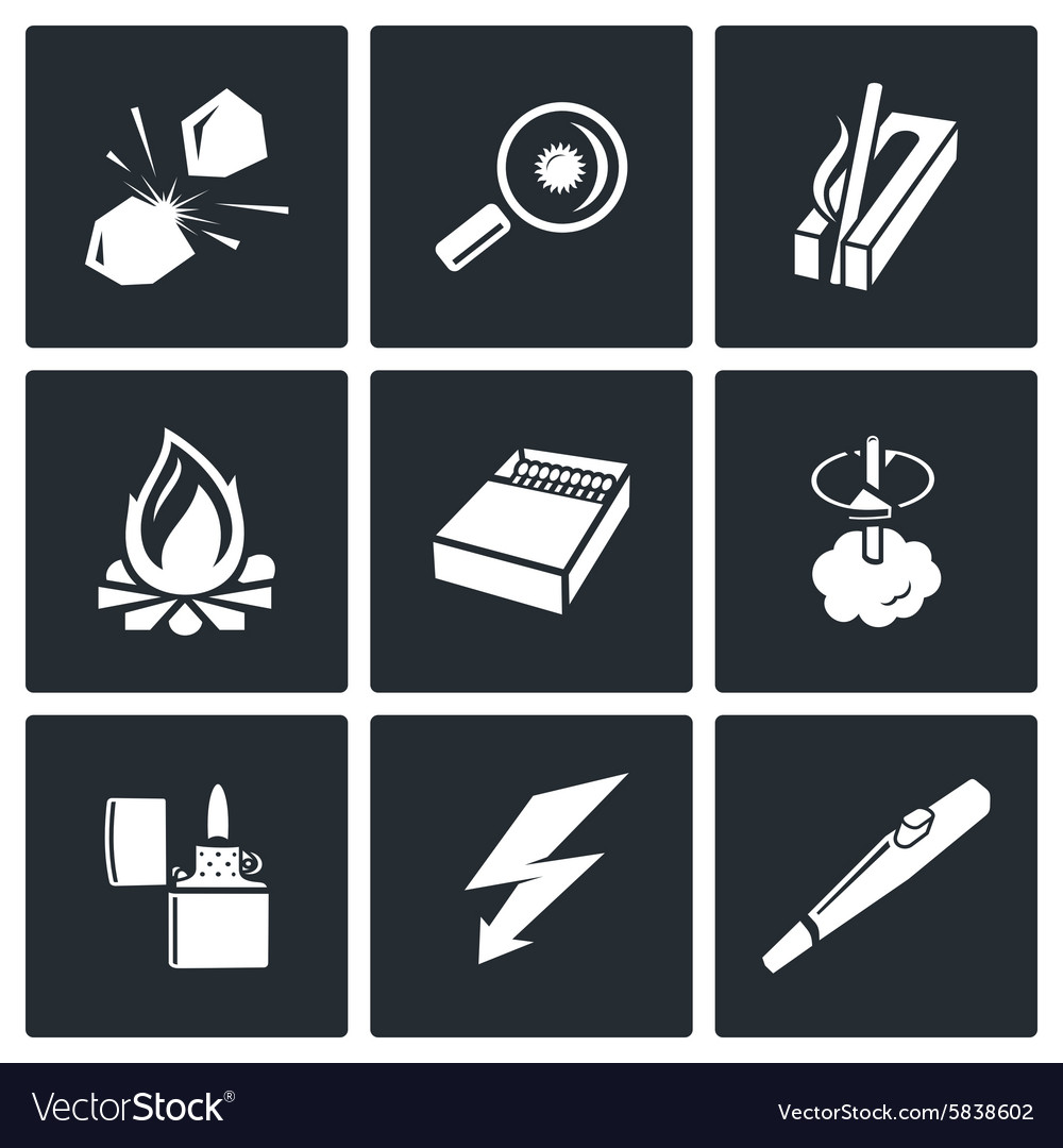 Make a fire the fire source icons Royalty Free Vector Image