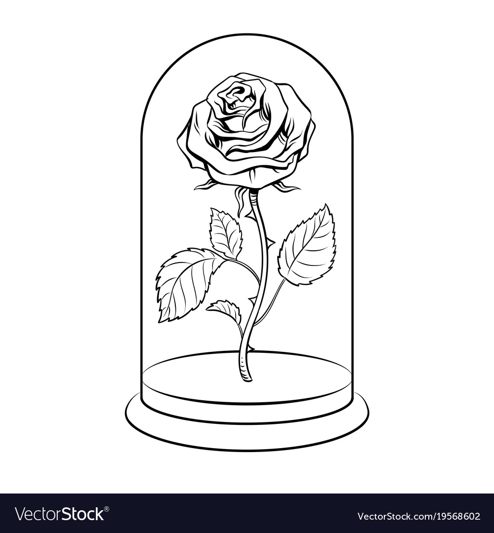 Rose Under Glass Cap Coloring Book Royalty Free Vector Image