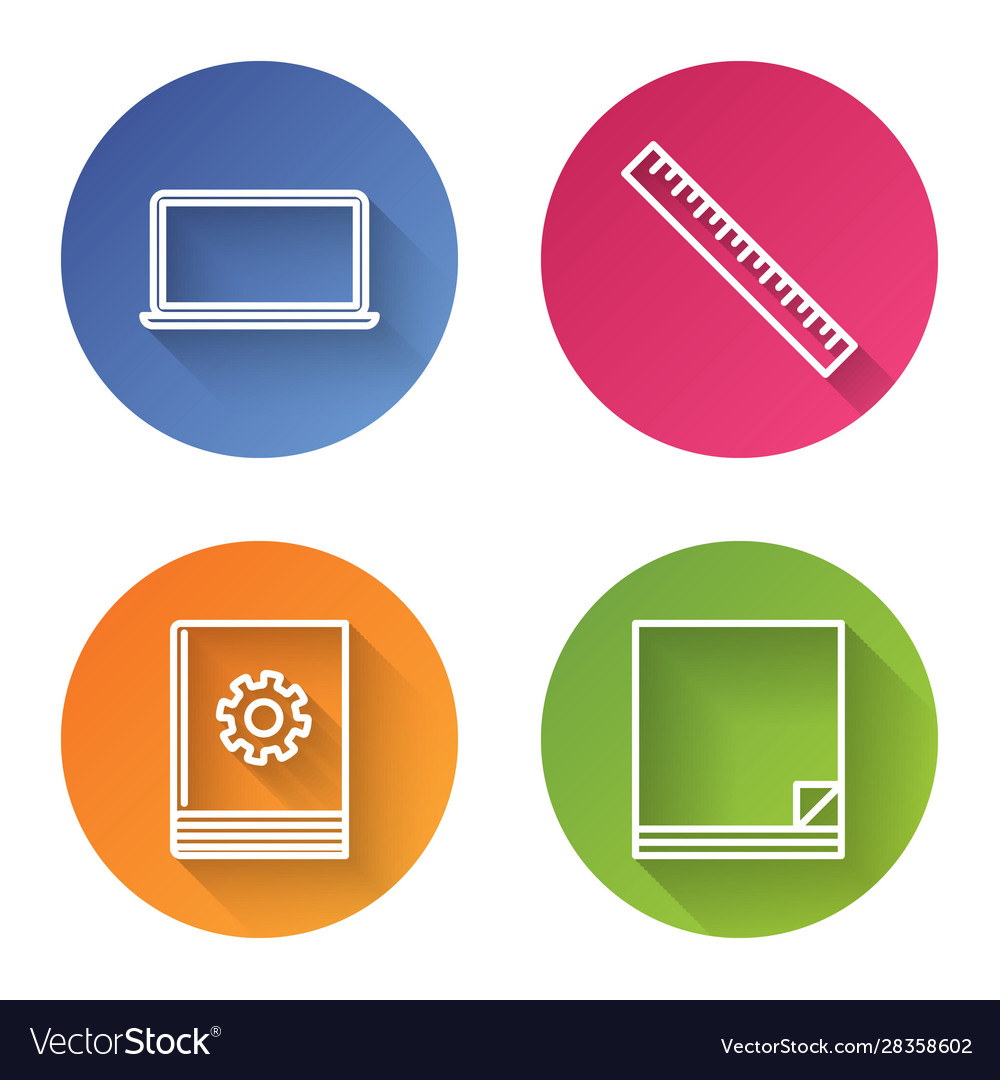 Set line laptop ruler user manual and file vector image Set line laptop ruler user manual and file