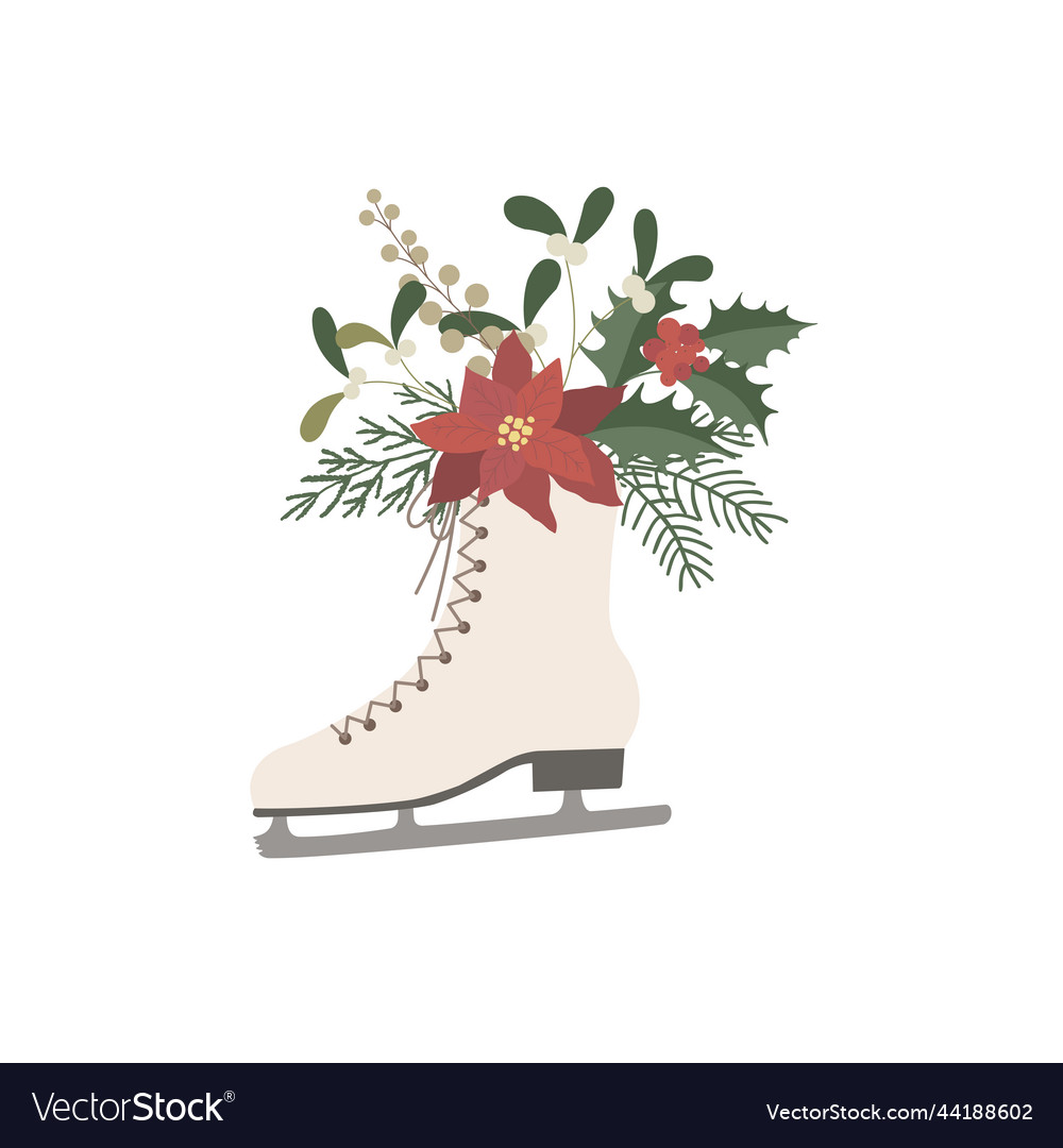 Skates mit Winterstrauß Weihnachten Dekoration