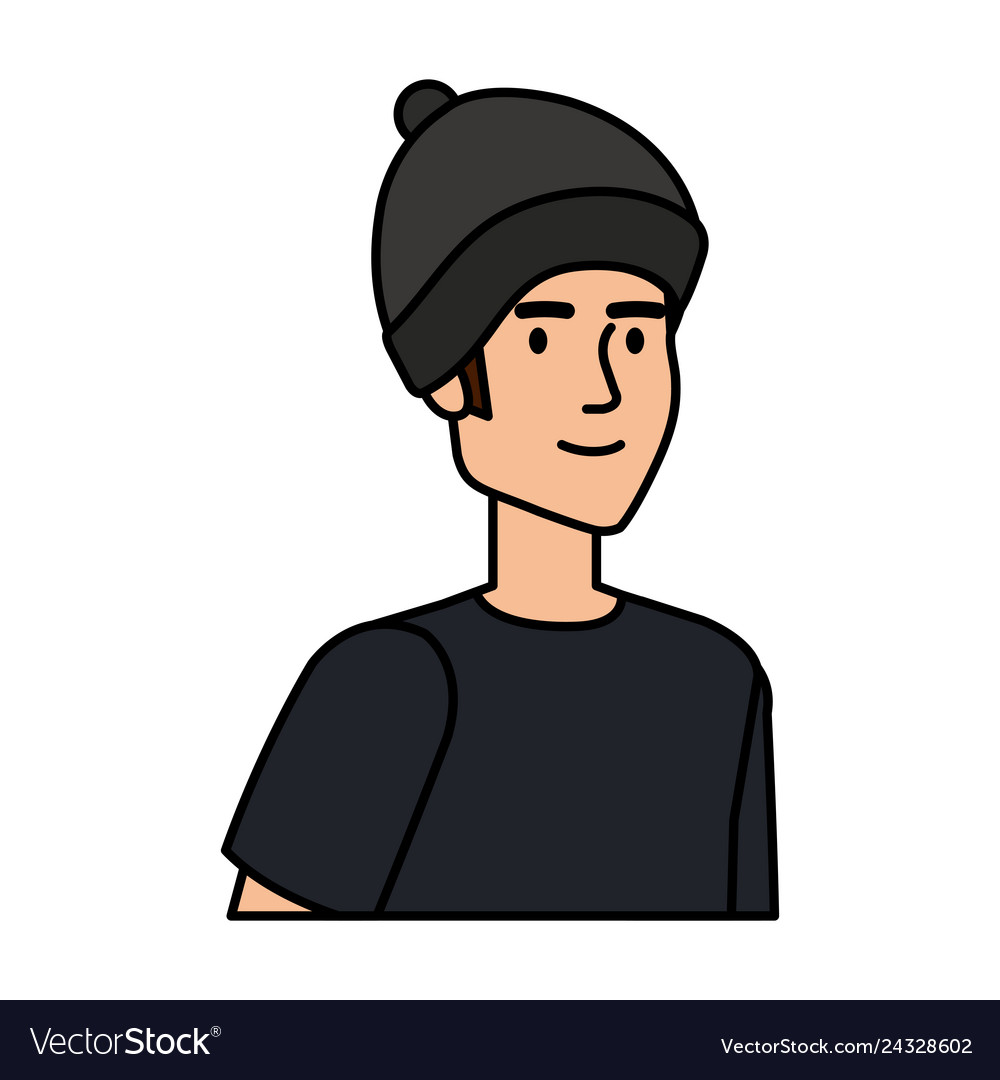 Young man with ski mask avatar character