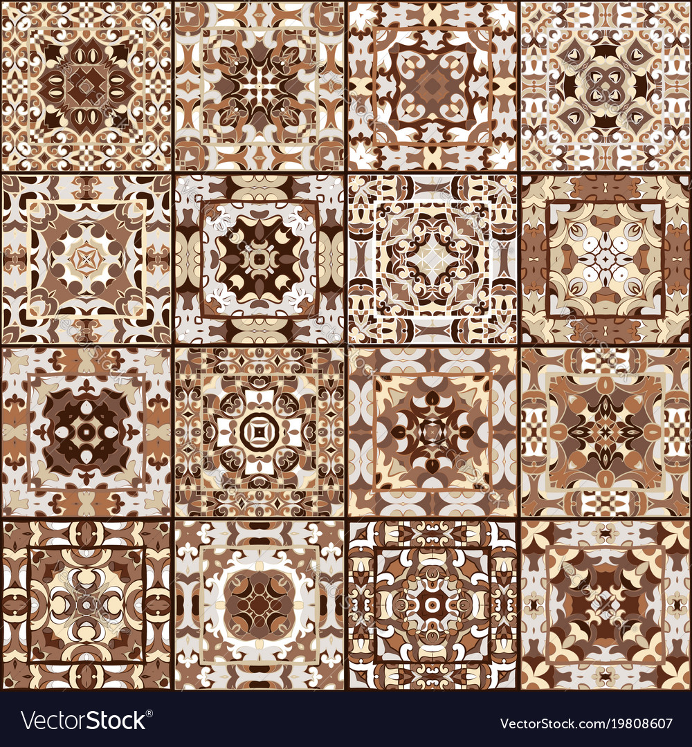 A Collection Of Ceramic Tiles In Brown Colors Vector Image