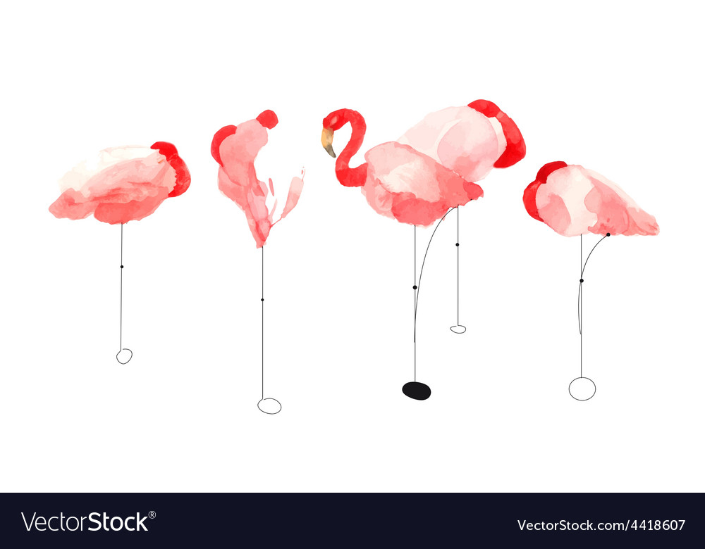 Beautiful watercolor flamingos