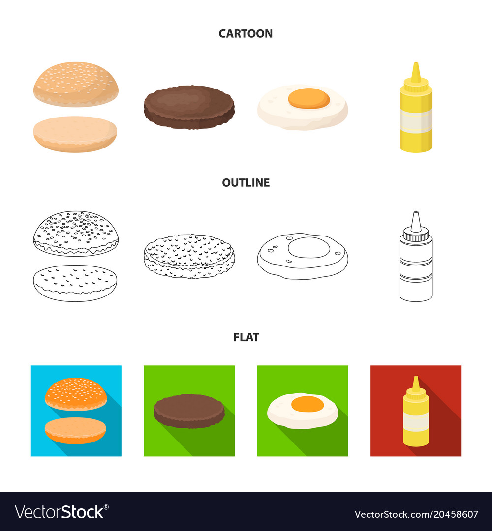 Burger and ingredients cartoonist icons