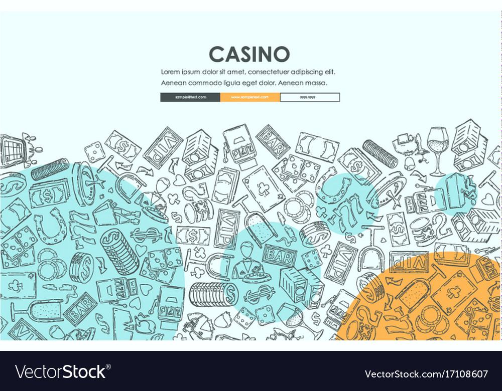 casino doodle website template design royalty free vector
