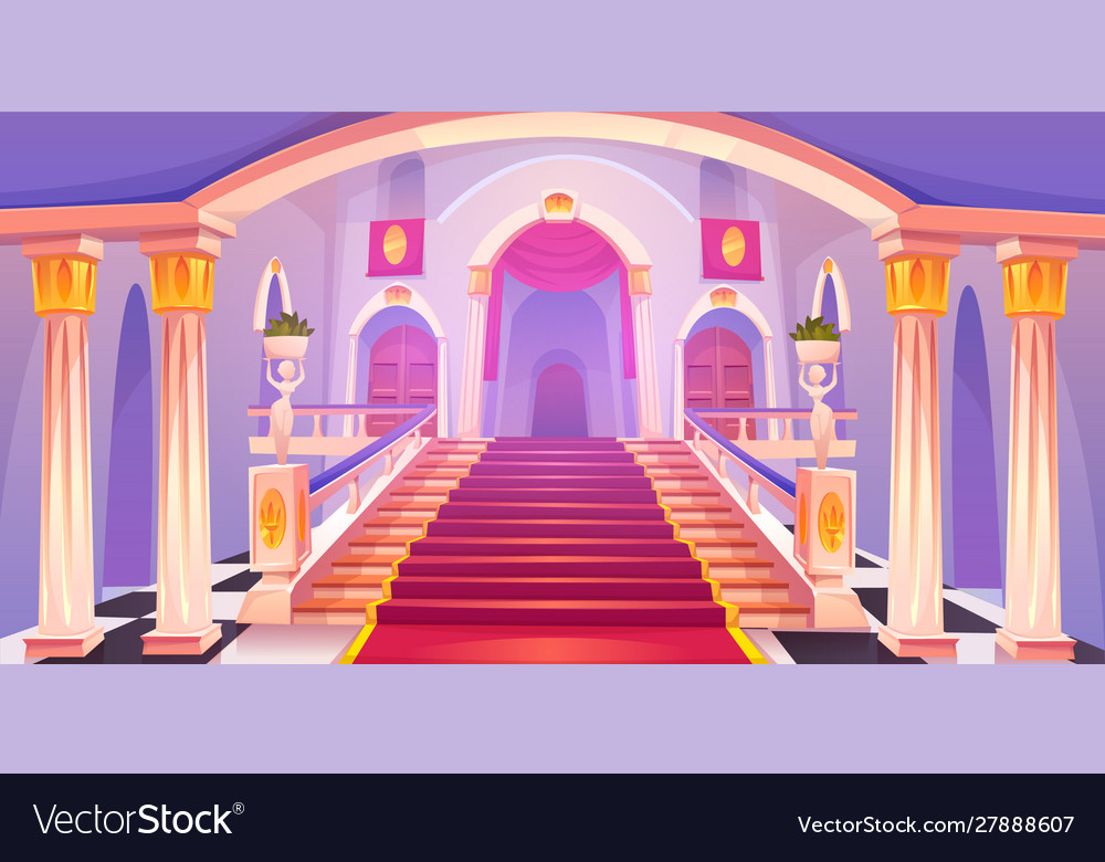 Castle Staircase Upward Stairs In Palace Entrance Vector Image