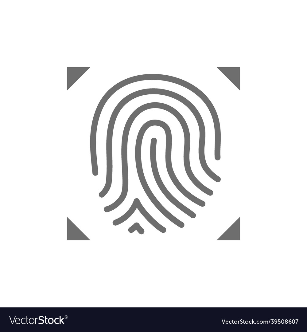 Fingerprint verification grey icon isolated Vector Image