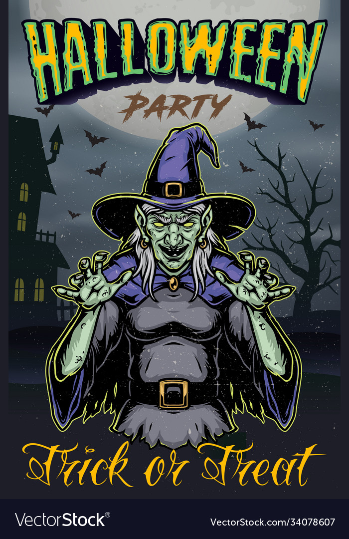 Halloween party vintage template Royalty Free Vector Image