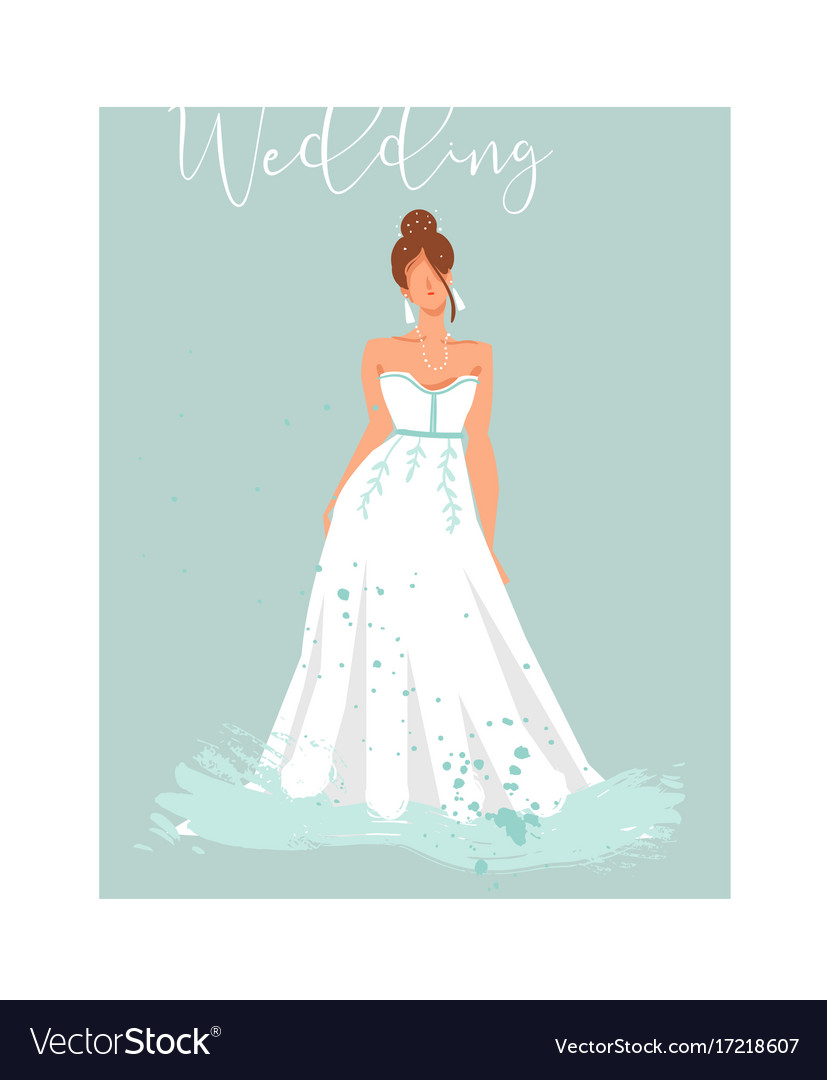 Hand Drawn Abstract Wedding Bridal In White Vector Image