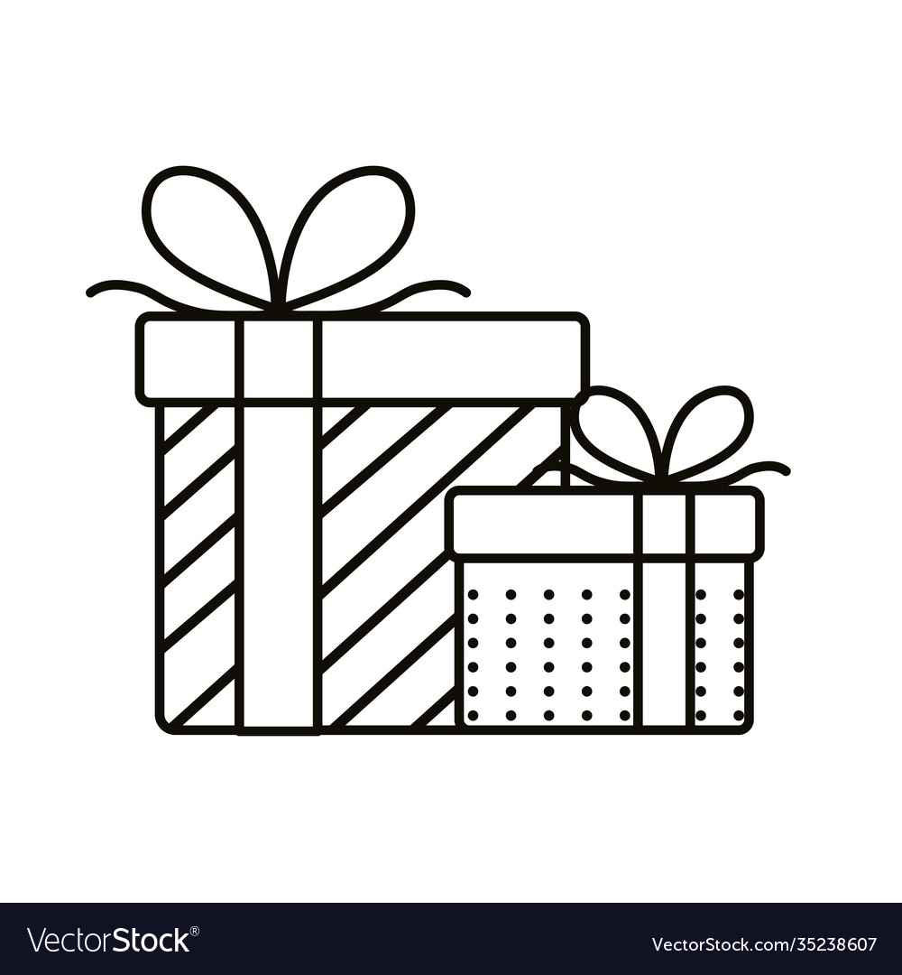 Happy merry christmas gifts line style icon Vector Image