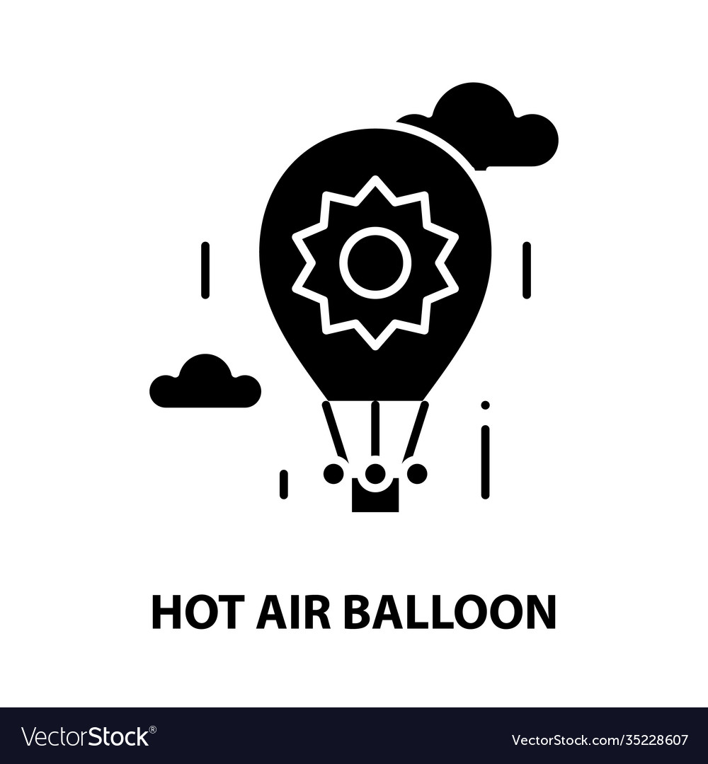 Hot air balloon icon black sign Royalty Free Vector Image