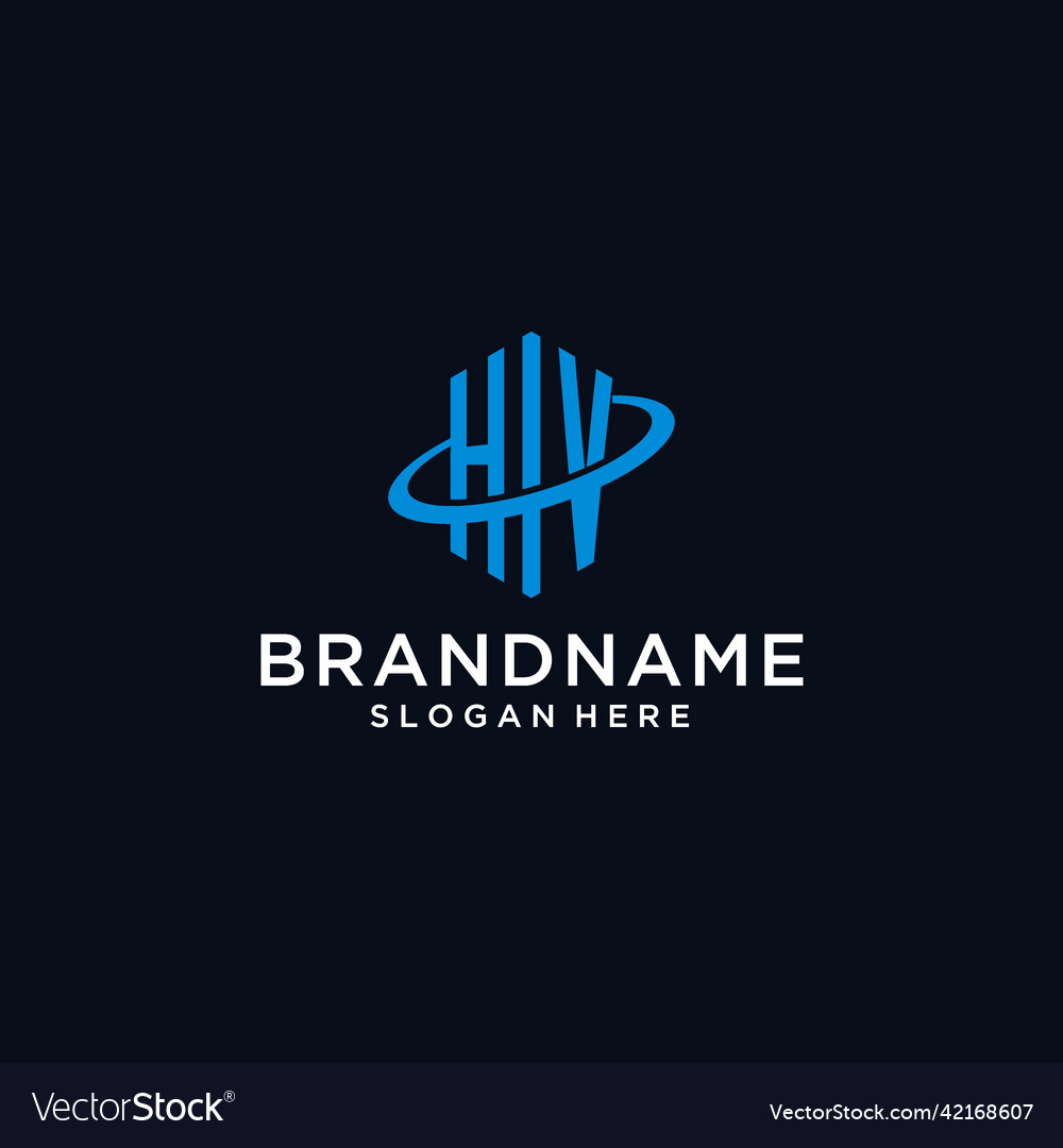 Hv initial monogram logo with hexagonal shape