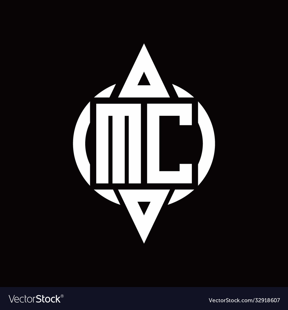 Mc logo with circle rounded combine triangle top
